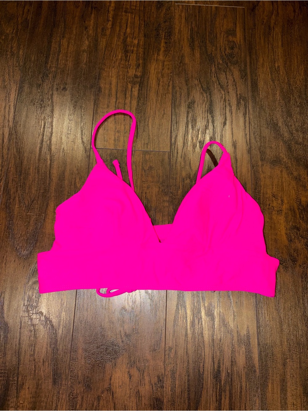 Bright Pink Women's Swim Bikini Top - Supportive V-Neck